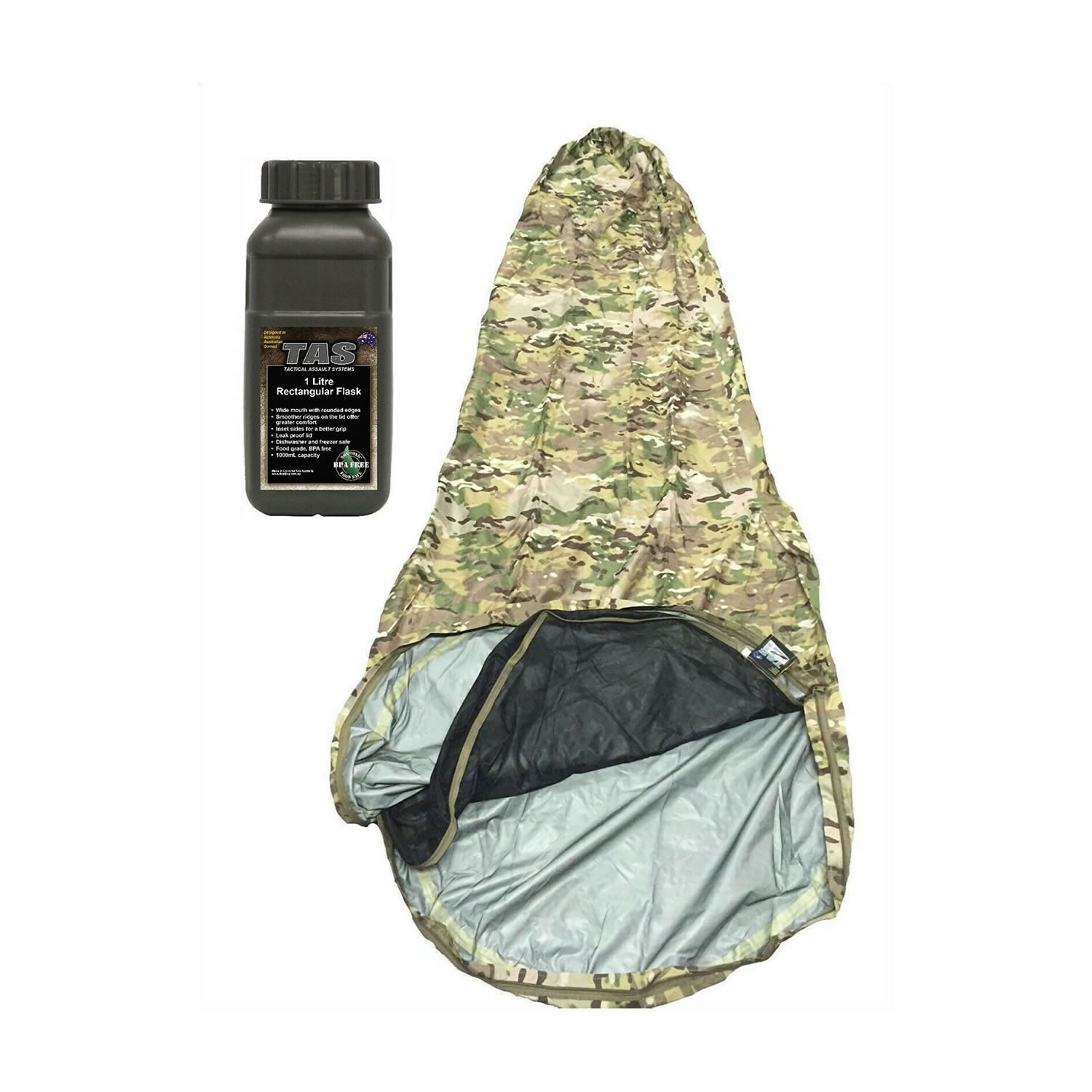 Multicam Bivi Bag + 1L Water Bottle TAS