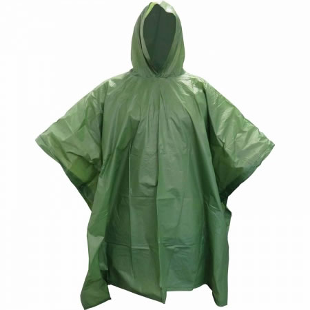 Olive Green Vinyl Poncho