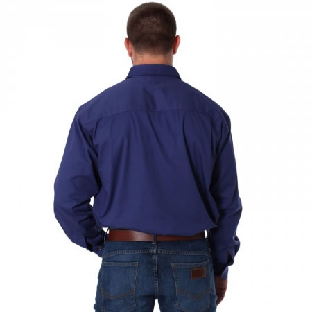 King River Full Button Work Shirt - STEEL BLUE