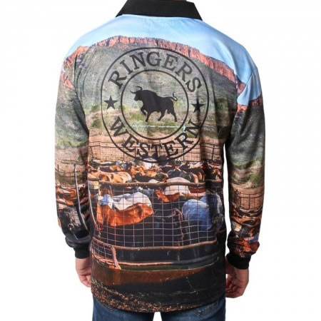 Flicker Unisex Fishing Shirt - Cattle Yard Print