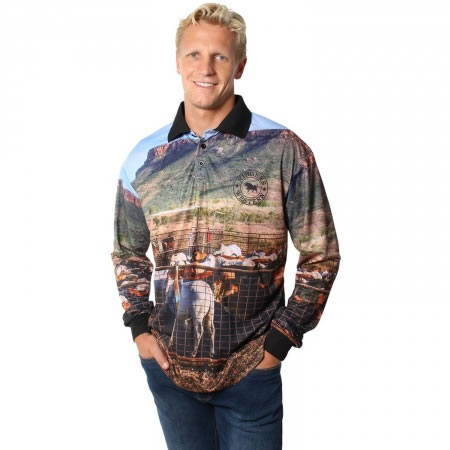 Flicker Unisex Fishing Shirt - Cattle Yard Print