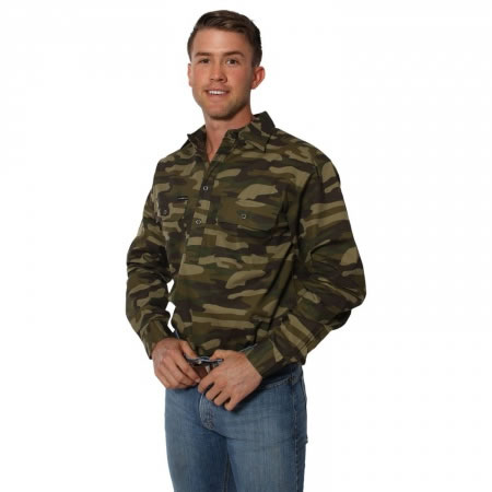 Mens Work Shirts Half Button