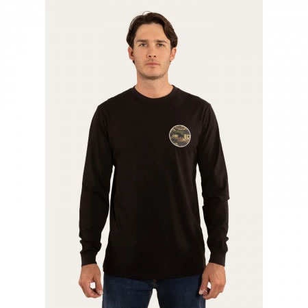 Mens Long Sleeve T-Shirt Black & Camo