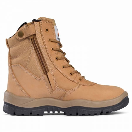 High Leg Side Zipper Safety Boot Wheat