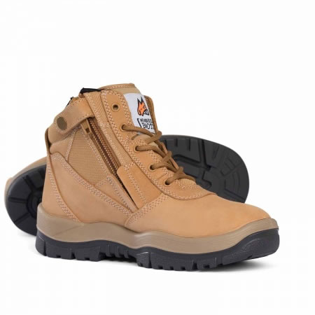 Black Side Zip Safety Boot - Wheat