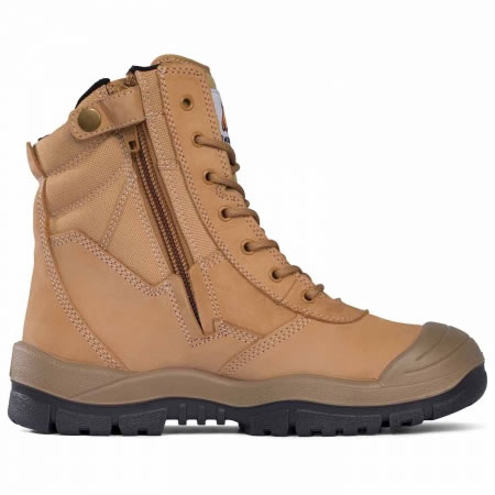 Wheat High Leg Side Zip Safety Boot with Scuff Cap