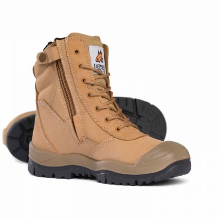 Wheat High Leg Side Zip Safety Boot with Scuff Cap