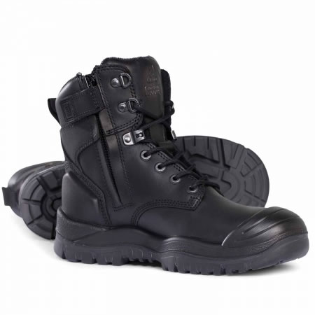 High Led Sid Zip Safety Boot with Scuff Cap Black