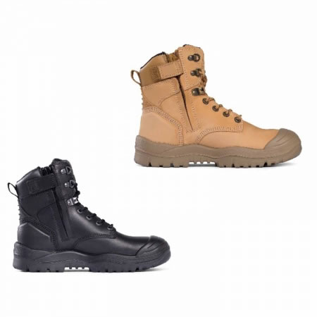 High Leg Sid Zip Safety Boot with Scuff Cap Black or Wheat