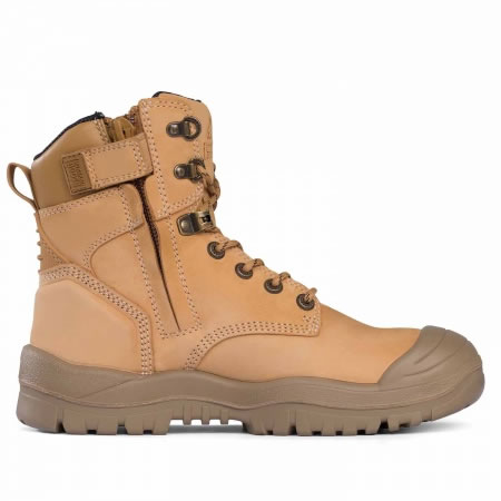 High Led Sid Zip Safety Boot with Scuff Cap Wheat