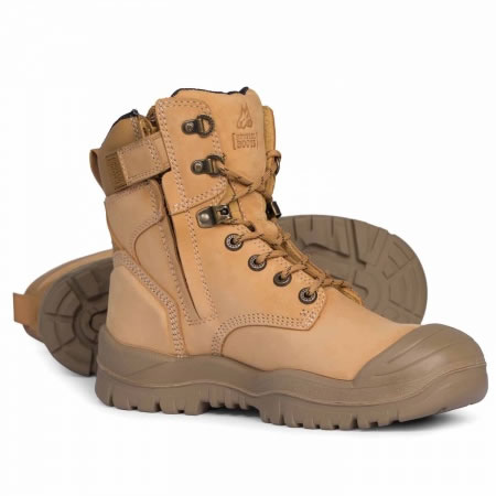 High Led Sid Zip Safety Boot with Scuff Cap Wheat