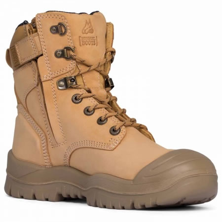 High Led Sid Zip Safety Boot with Scuff Cap Wheat