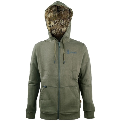 Go Core Zip Through Mens Hoodie Olive