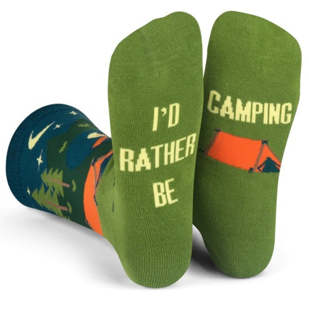Casual Novelty Crew Socks - Rather be camping Green