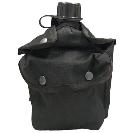 1 Litre Canteen and Pouch Black - Front